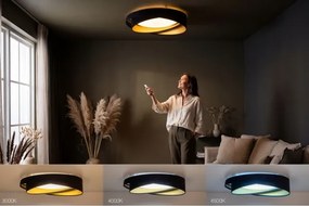Plafonieră LED dimabilă SM GALAXY M, 24W, 230V, Ø 55 cm, negru/auriu + telecomandă inclusă