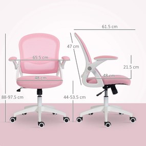 Vinsetto Scaun de Birou Ergonomic, Reglabil, cu Spătar din Plasă și Scaun Captusit, 65.5x61.5x88-97.5 cm, Roz | Aosom Romania