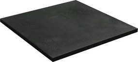 Cadita compozit pentru dus Inter Ceramic patrata 90x90 cm finisaj piatra-negru mat