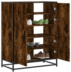 vidaXL Pantofar, stejar fumuriu, 75x38x97,5 cm, lemn prelucrat/metal