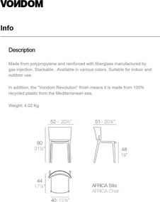 Set de 4 Scaune moderne de exterior / interior design premium AFRICA 65036 Vondom