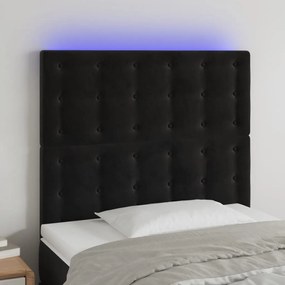 Tablie de pat cu LED, negru, 90x5x118 128 cm, catifea 1, Negru, 90 x 5 x 118 128 cm