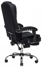 RESIGILAT- Scaun directorial cu Masaj, functie sezlong, suport picioare, SIB 075M, material textil, Negru
