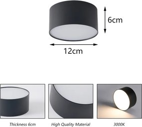 Brilagi - Plafonieră LED FORIS pentru baie, 14W/230V, Ø 12 cm, negru, IP44