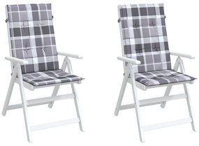Perne pentru scaun de gradina, 2 buc., gri carouri, 120x50x3 cm 2, model gri carouri, 120 x 50 x 3 cm