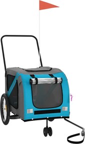 vidaXL Remorcă bicicletă animale companie, albastru/gri, oxford/fier