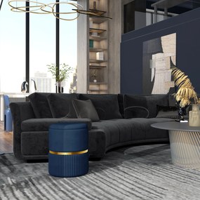 HOMCOM Puf scaun-taburet pentru picioare cu depozitare interioară din catifea 36 x 36 x 44 cm pentru sufragerie dormitor bleu | Aosom Romania