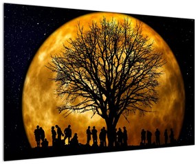 Tablou cu luna și siluete (90x60 cm)