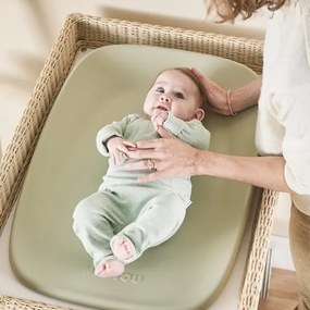Coș pentru scutece și covoraș de înfășat Nattou SOFTY 50x70 cm verde