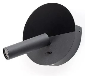 Aplica cu reader LED directionabil stil minimalist DUAS USB C negru