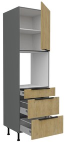 Dulap bucătărie pentru cuptor Carminia 60 DPS-215 3S1F PREMIUM BOX (stejar cremona + antracit). 1127954