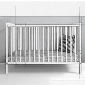 Patut din lemn pentru bebe, inaltime saltea reglabila, Dream Alb 120x60 cm