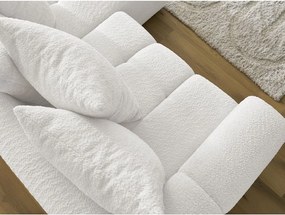 Colțar alb extensibil/cu spațiu de depozitare cu tapițerie din țesătură bouclé (cu colț pe partea dreaptă/cu șezlong) Roxelane – Bobochic Paris