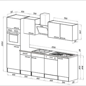 Mobilă de bucătărie Yorki 280 cu corp alb și față alb satinat