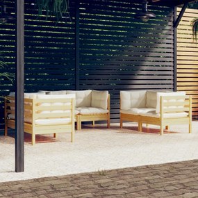 3096244 vidaXL Set mobilier grădină cu perne crem, 6 piese, lemn masiv de pin