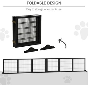 PawHut Poarta pentru câini pliabilă, 432 x 36 x 70 cm Lemn de pin, Negru | Aosom Romania