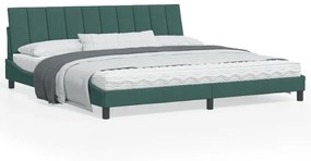 3213802 vidaXL Cadru de pat cu lumini LED, verde închis, 200x200 cm, catifea