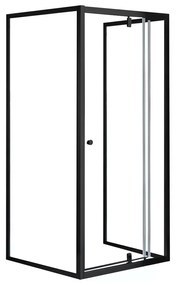 Flexi perete montat pătrat cabină de duș 90x90 cm fără tavă de duș negru