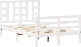 vidaXL Cadru de pat cu tăblie, alb, 120x200 cm, lemn masiv