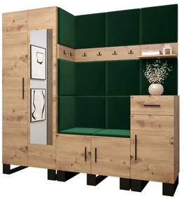 Set mobilier pentru hol Amanda 13 (Stejar artisan + verde). 1085971