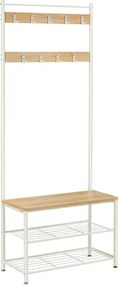 Perete de hol TIMI cu dulap pentru pantofi 170x75 cm, stejar/alb