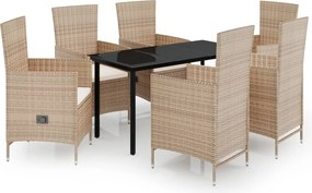 vidaXL Set mobilier pentru grădină, cu perne, 7 piese, bej