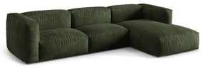 Colțar modular verde cu tapițerie din catifea (cu colț pe partea dreaptă/cu șezlong) Martina – Micadoni