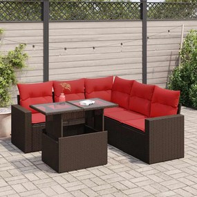 vidaXL Set canapele de grădină cu perne, 6 piese, maro, poliratan