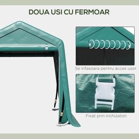 Copertina pentru masini Outsunny pentru Exterior 2,4x2m, Tesatura PE, Verde | Aosom Romania
