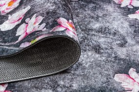 ANDRE 28170 covor lavabil Flori anti-alunecare - gri / roz