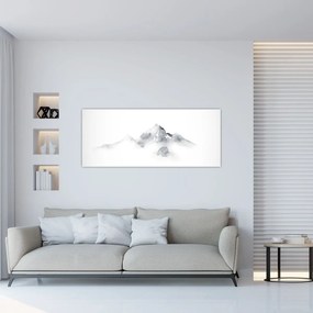 Tablou - Pictură cu cerneală de munți (120x50 cm)