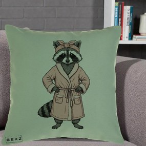 Perna Decorativa Albinuta Kawaii Vesela, 40x40 cm, Verde, Husa Detasabila, Perna Inclusa, BEKZ®