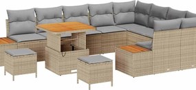 vidaXL Set de canapele pentru grădină cu pernă 12 pcs Bej Rattan poli