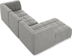 Colțar gri cu tapițerie din țesătură bouclé (cu colț pe partea stângă/cu șezlong) Aloha – Makamii