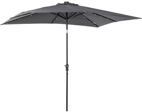 Outsunny Parasol de grădină Parasol drept 3 x 2 m luminos rectangular inclinabil cu LED solar oţel poliester de înaltă densitate gri | Aosom Romania