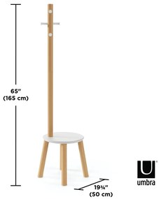 Cuier alb/în culoare naturală din lemn masiv de arbore de cauciuc Pillar – Umbra