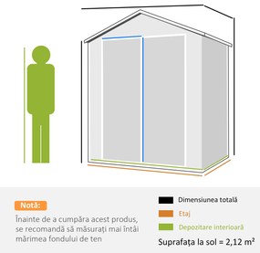 Outsunny Magazie Metalica pentru Gradina Gri Spatiu Depozitare Exterior | Aosom Romania