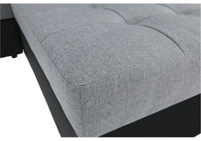Colţar extensibil, piele ecologică neagră/material textil gri deschis, model stânga, VASTO