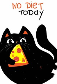 Ilustrație Cute Cat character, no diet today, Marianna Pashchuk