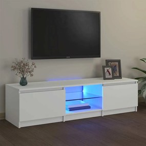 vidaXL Comodă TV cu lumini LED, alb, 140x40x36 cm