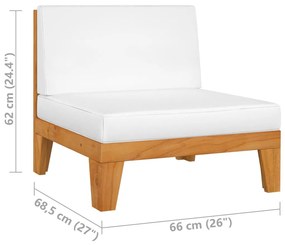 Set mobilier gradina cu perne, 9 piese, lemn masiv acacia Crem, 4x colt + 4x mijloc + masa, 1
