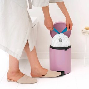 Cos de gunoi cu pedala Brabantia NewIcon 1010439, 5 l, Inchidere usoara, Baza antiderapanta, Roz