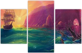 Tablou - Pictură în ulei, călătorie într-un țărăm fantastic (90x60 cm)