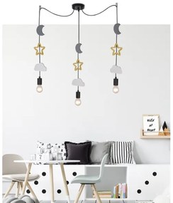 Lustră pentru copii cu cablu TRIO 3xE27/20W/230V gri/galben/alb