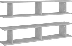 vidaXL Rafturi de perete, 2 buc., gri beton, 105x18x20 cm, PAL