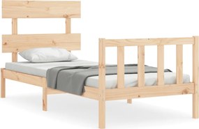 vidaXL Cadru de pat cu tăblie single, lemn masiv