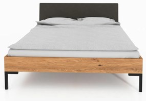 Pat matrimonial din lemn de stejar cu tăblie tapițată 140x200 cm Abises 1 - The Beds