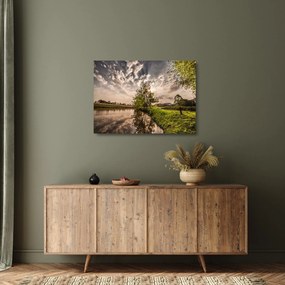 Tablou pe sticlă naturii cu raze de soae (70x50 cm)