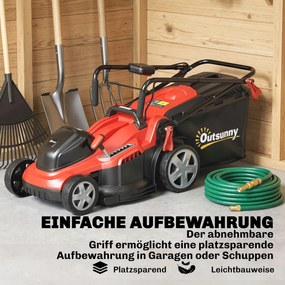 Outsunny Mașină de tuns iarbă electrică 800 W cu lățime de tăiere 40 cm, coș 45L, afișaj baterie, protecție la suprasarcină, 7 trepte de tăiere | Aosom Romania