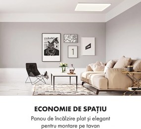 Klarstein Midnight Sun, încălzitor cu infraroșu de tavan, 130,5 x 70,5 cm, 800 W, alb